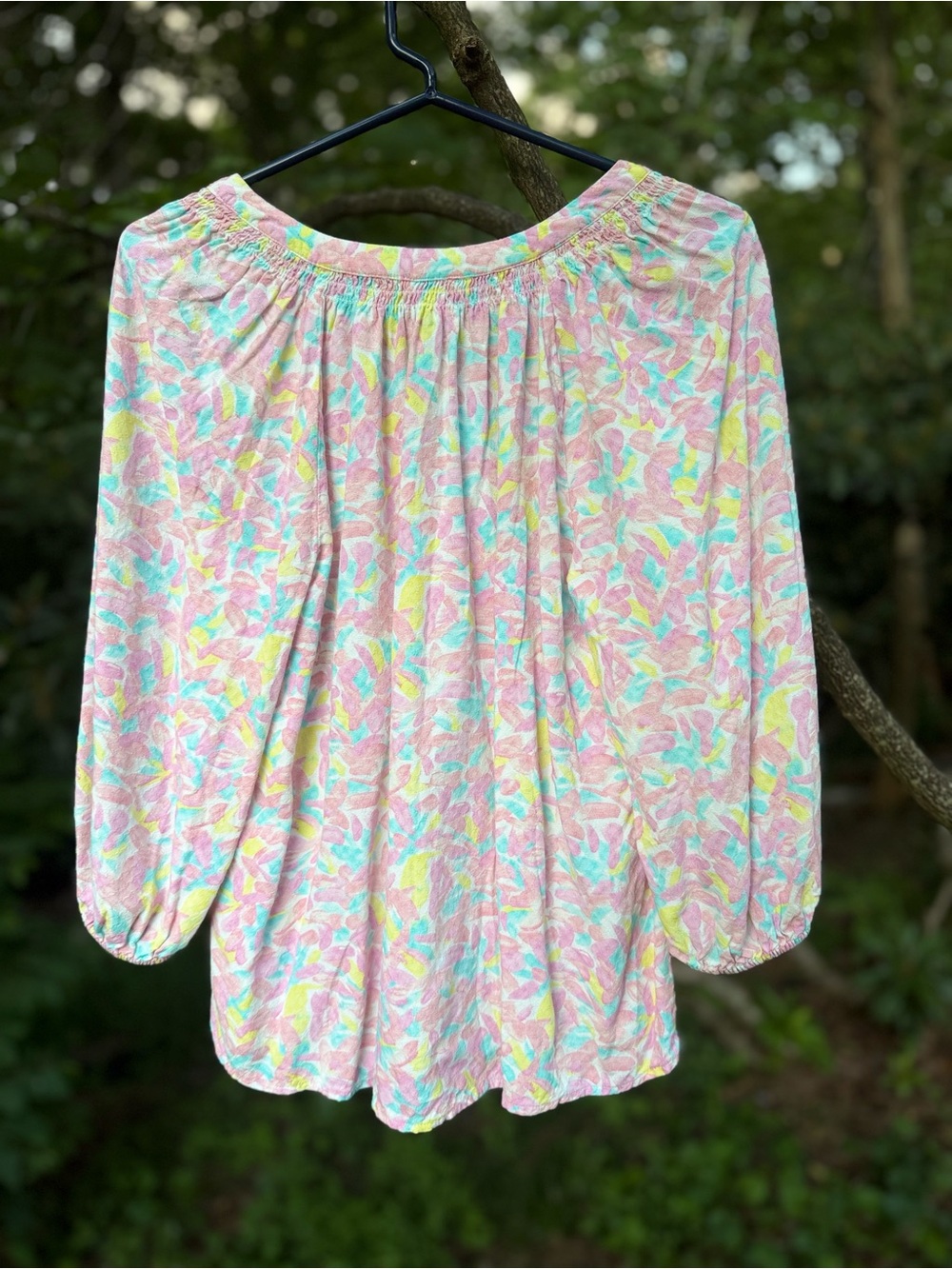 Crown & Ivy Pastel Floral V-Neck Blouse - Pink, Mint, Yellow - Picture 8 of 9
